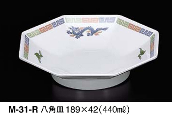 業務用メラミン食器/ M-31-R 中華食器 雷門竜 八角皿|関東プラスチック